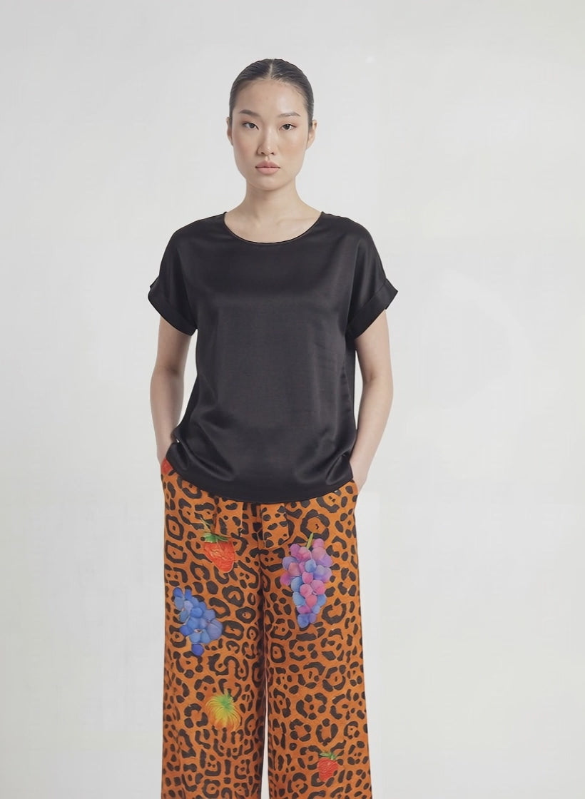 Silk Rose Top - Black